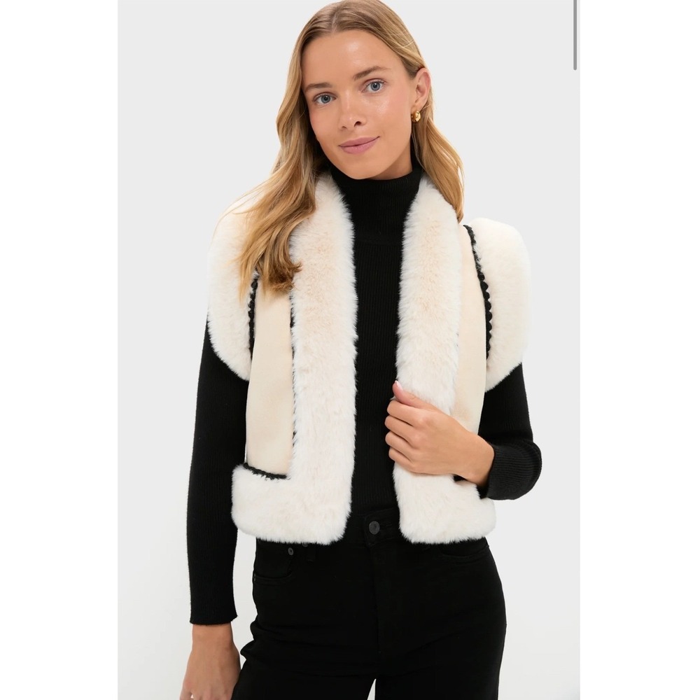 Tuckernuck x Hyacinth House Cream Suede Cropped Chamonix Vest XL Faux Fur
